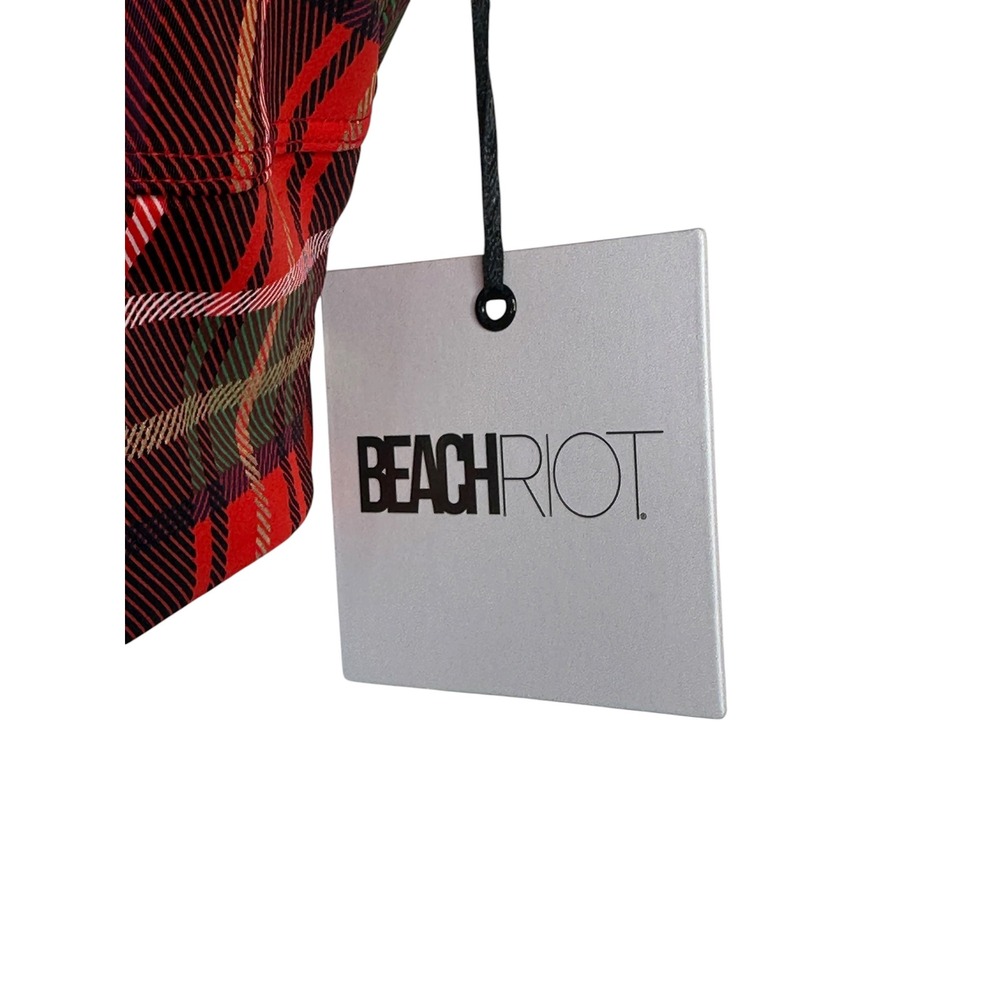 NEW Beach Riot Leah Scoop Tank Small Holiday Plaid Tartan Sports Bra NWT - Picture 6 of 9